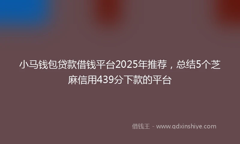 小马钱包贷款借钱平台2025年推荐，总结5个芝麻信用439分下款的平台