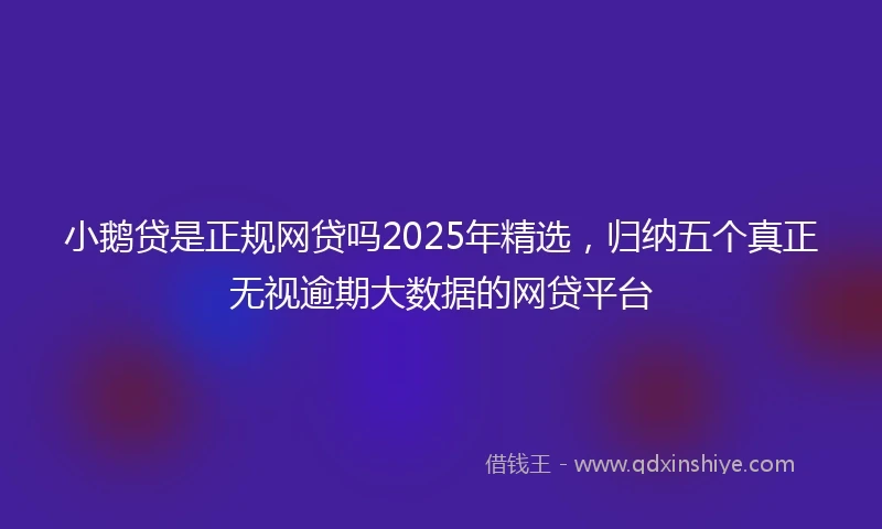 小鹅贷是正规网贷吗2025年精选，归纳五个真正无视逾期大数据的网贷平台