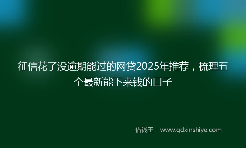 征信花了没逾期能过的网贷2025年推荐,梳理五个最新能下来钱的口子