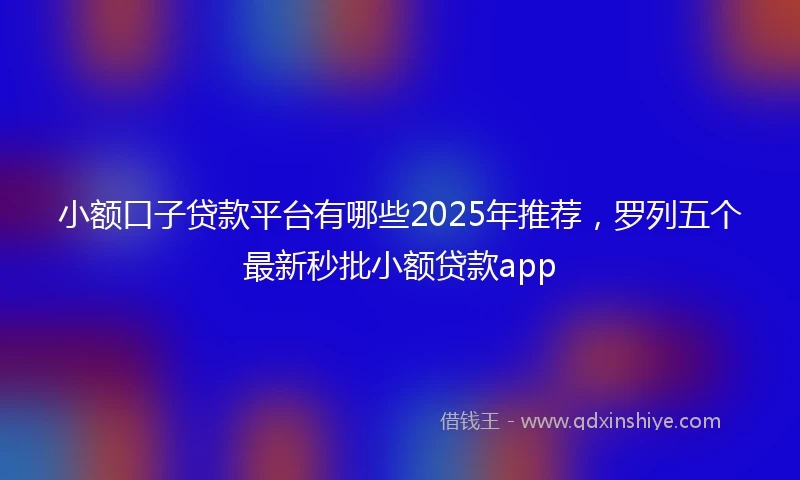 小额口子贷款平台有哪些2025年推荐，罗列五个最新秒批小额贷款app