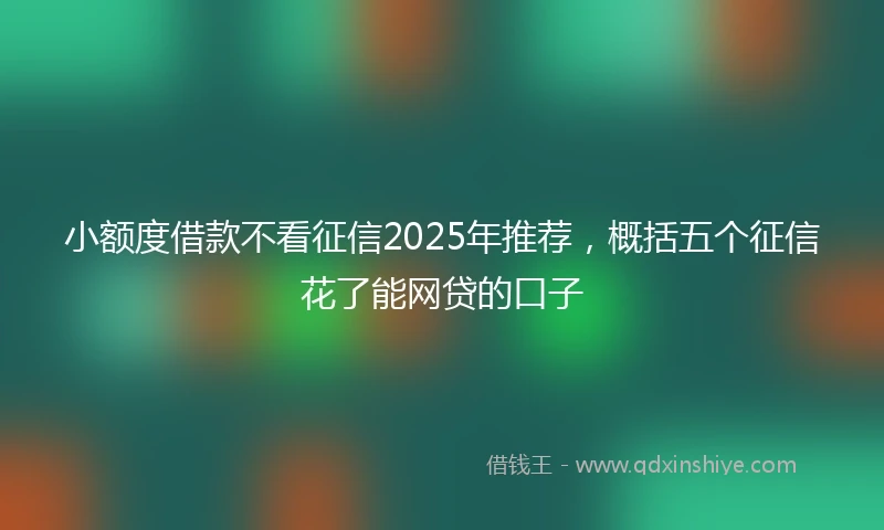 小额度借款不看征信2025年推荐，概括五个征信花了能网贷的口子