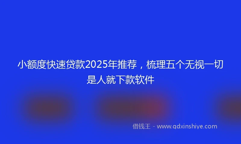 小额度快速贷款2025年推荐，梳理五个无视一切是人就下款软件