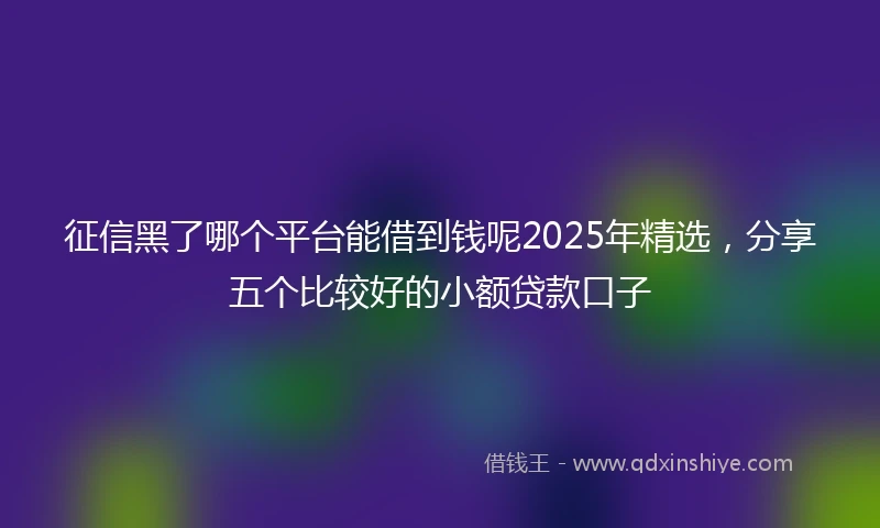 征信黑了哪个平台能借到钱呢2025年精选，分享五个比较好的小额贷款口子
