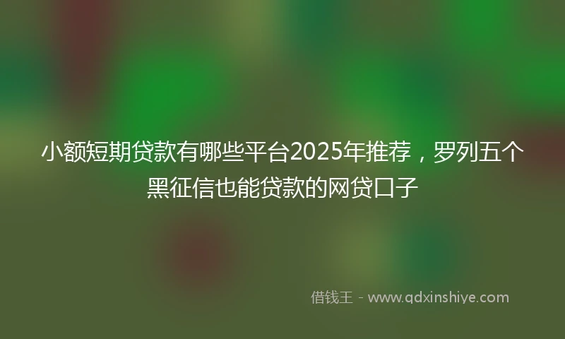 小额短期贷款有哪些平台2025年推荐，罗列五个黑征信也能贷款的网贷口子