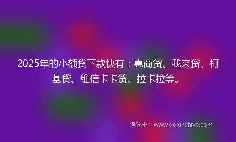 2025年的小额贷下款快有：惠商贷、我来贷、柯基贷、维信卡卡贷、拉卡拉等。