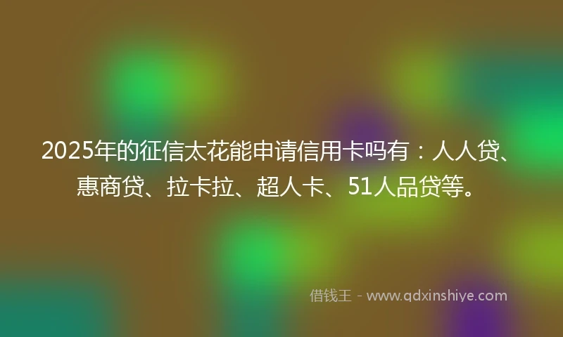 2025年的征信太花能申请信用卡吗有：人人贷、惠商贷、拉卡拉、超人卡、51人品贷等。