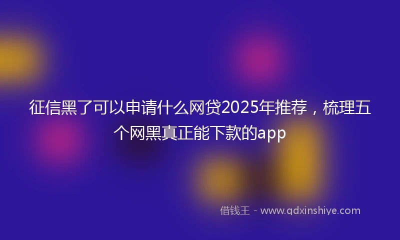 征信黑了可以申请什么网贷2025年推荐，梳理五个网黑真正能下款的app