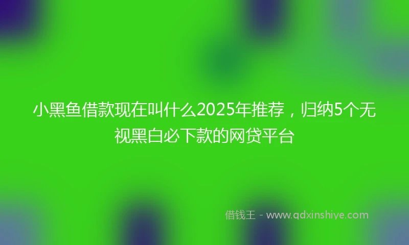 小黑鱼借款现在叫什么2025年推荐，归纳5个无视黑白必下款的网贷平台