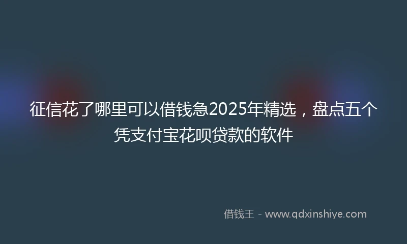 征信花了哪里可以借钱急2025年精选，盘点五个凭支付宝花呗贷款的软件
