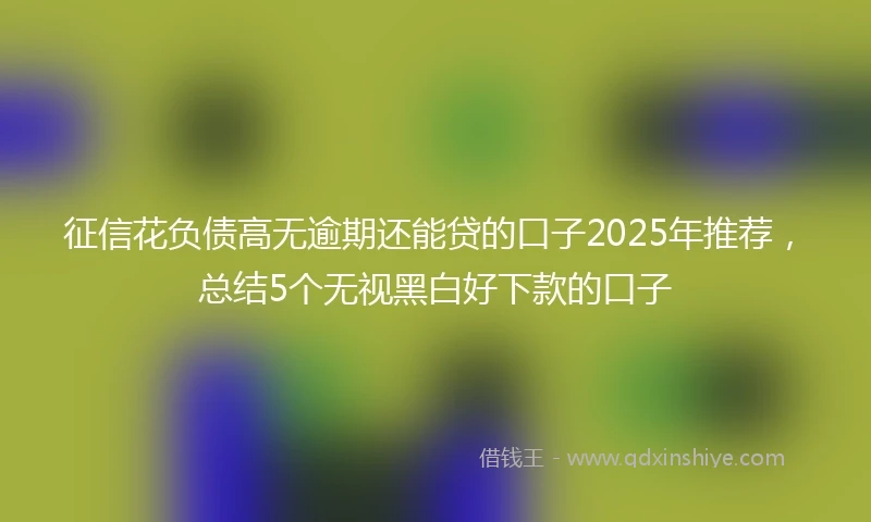 征信花负债高无逾期还能贷的口子2025年推荐，总结5个无视黑白好下款的口子