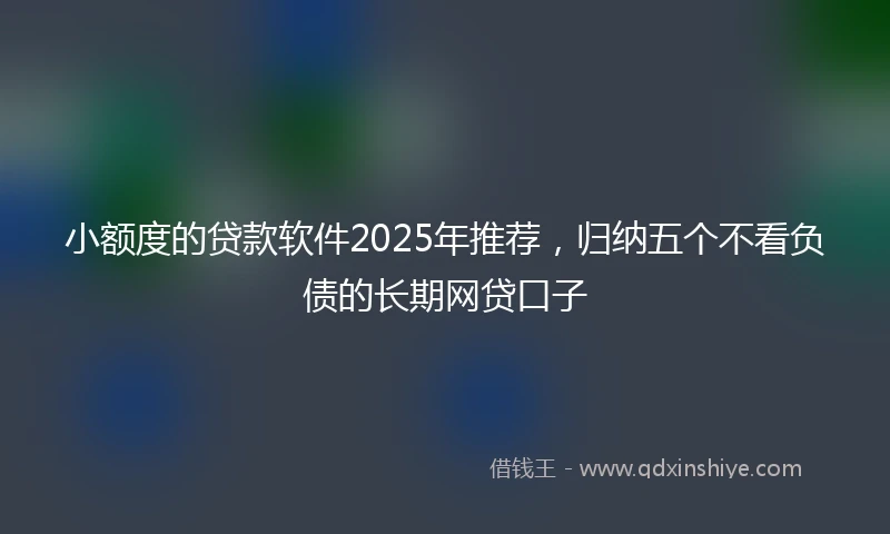 小额度的贷款软件2025年推荐，归纳五个不看负债的长期网贷口子