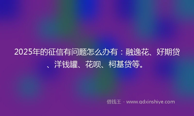 2025年的征信有问题怎么办有：融逸花、好期贷、洋钱罐、花呗、柯基贷等。