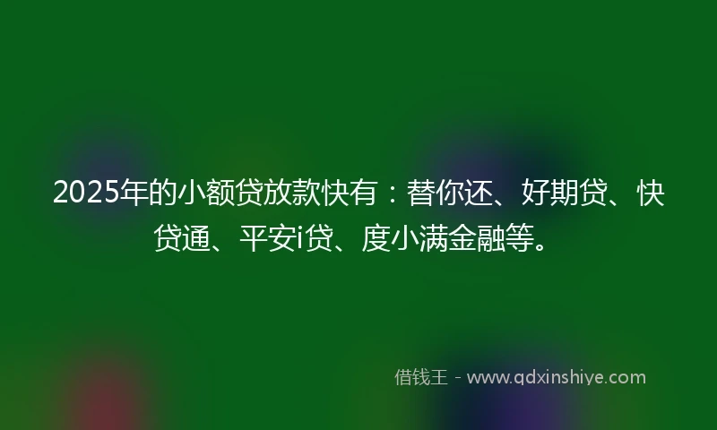 2025年的小额贷放款快有：替你还、好期贷、快贷通、平安i贷、度小满金融等。