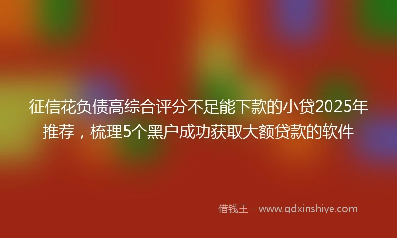 征信花负债高综合评分不足能下款的小贷2025年推荐，梳理5个黑户成功获取大额贷款的软件