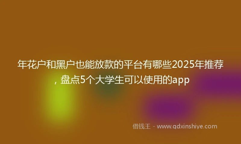 年花户和黑户也能放款的平台有哪些2025年推荐，盘点5个大学生可以使用的app