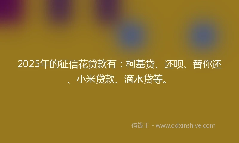 2025年的征信花贷款有：柯基贷、还呗、替你还、小米贷款、滴水贷等。