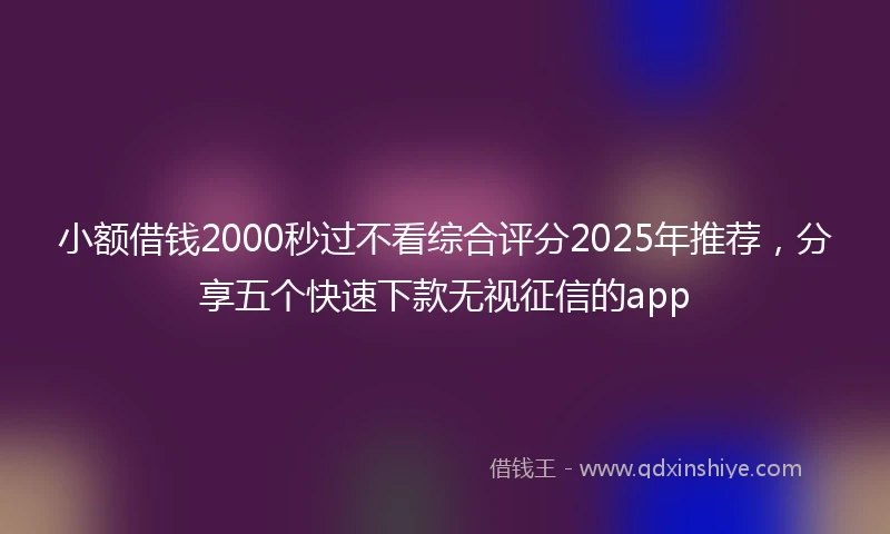 小额借钱2000秒过不看综合评分2025年推荐，分享五个快速下款无视征信的app