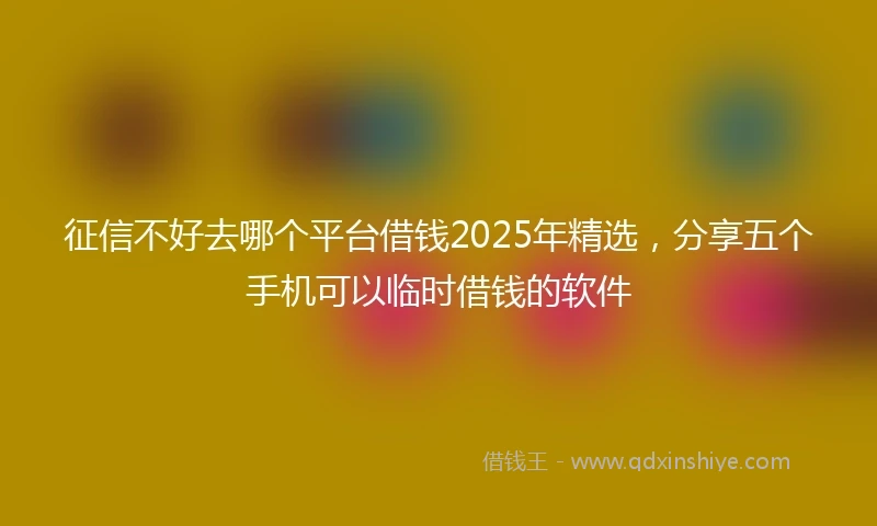 征信不好去哪个平台借钱2025年精选，分享五个手机可以临时借钱的软件