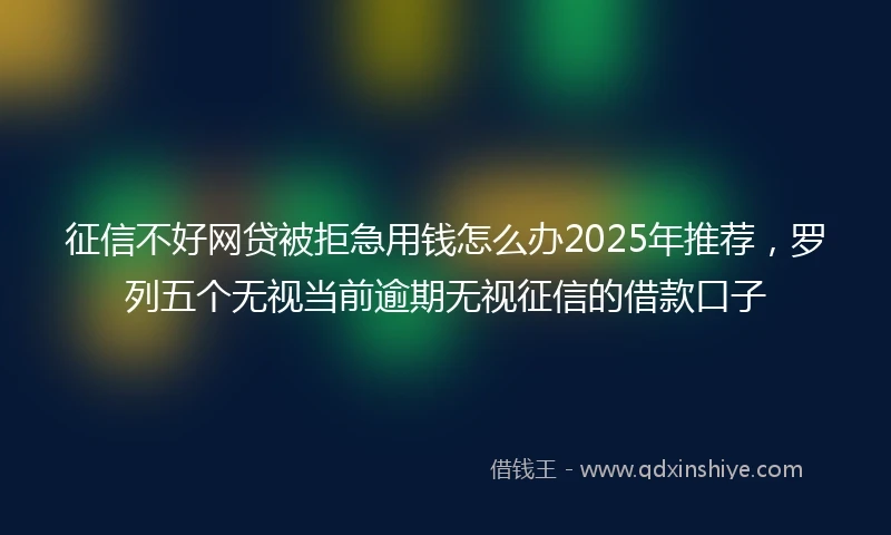 征信不好网贷被拒急用钱怎么办2025年推荐,罗列五个无视当前逾期无视征信的借款口子