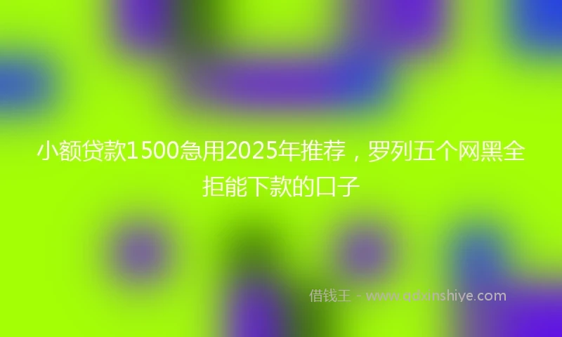 小额贷款1500急用2025年推荐，罗列五个网黑全拒能下款的口子