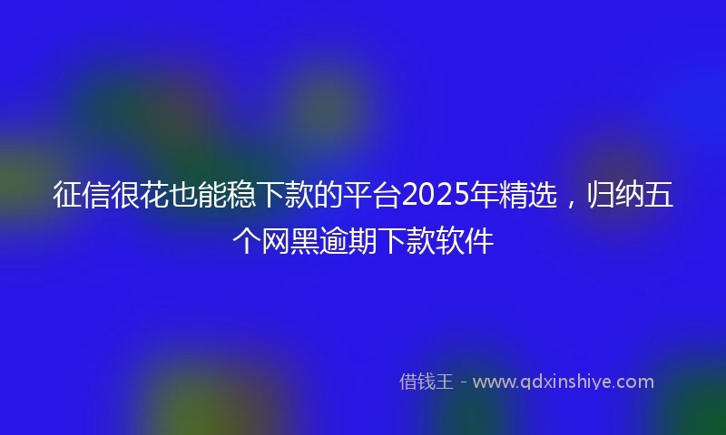 征信很花也能稳下款的平台2025年精选，归纳五个网黑逾期下款软件