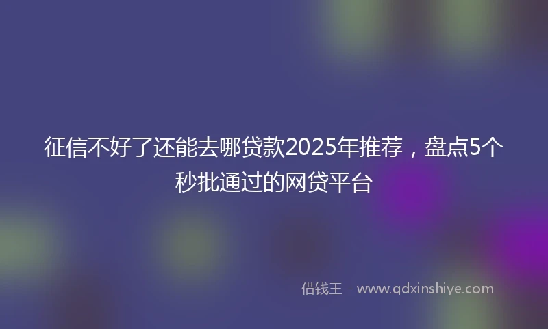 征信不好了还能去哪贷款2025年推荐，盘点5个秒批通过的网贷平台