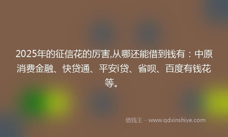 2025年的征信花的厉害,从哪还能借到钱有：中原消费金融、快贷通、平安i贷、省呗、百度有钱花等。