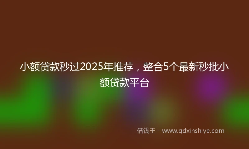 小额贷款秒过2025年推荐，整合5个最新秒批小额贷款平台