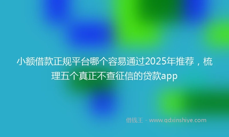 小额借款正规平台哪个容易通过2025年推荐，梳理五个真正不查征信的贷款app