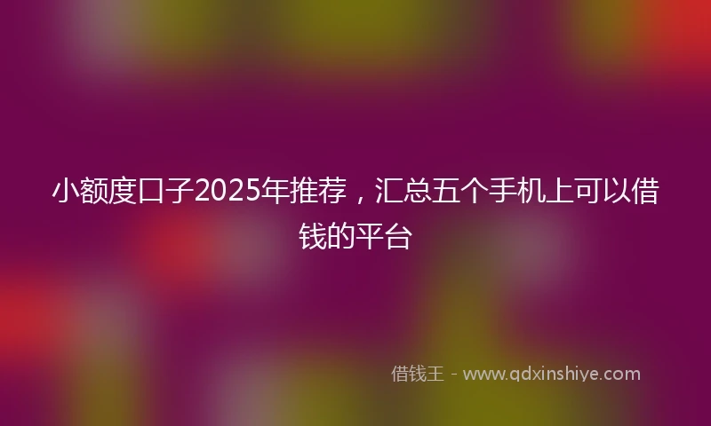 小额度口子2025年推荐，汇总五个手机上可以借钱的平台