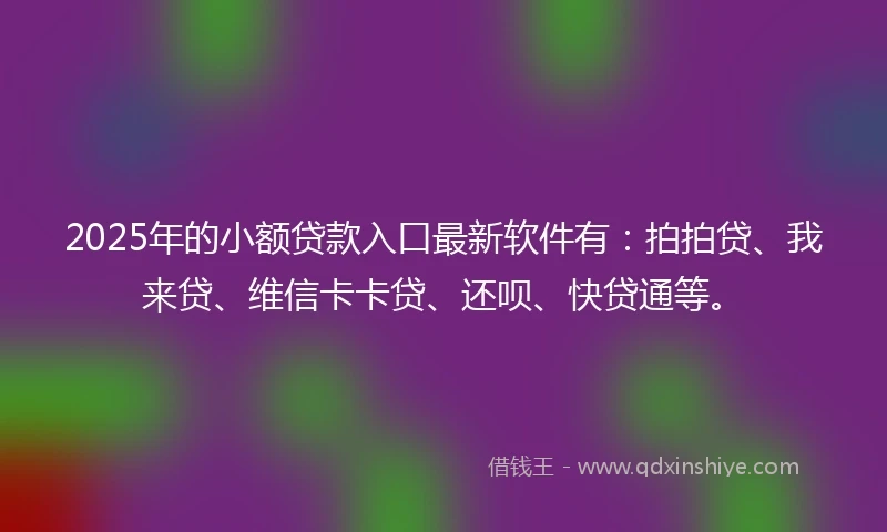 2025年的小额贷款入口最新软件有：拍拍贷、我来贷、维信卡卡贷、还呗、快贷通等。