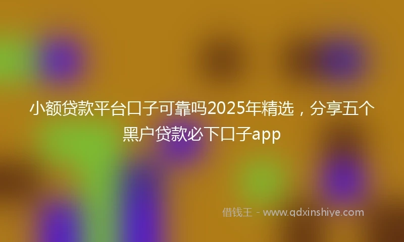 小额贷款平台口子可靠吗2025年精选，分享五个黑户贷款必下口子app