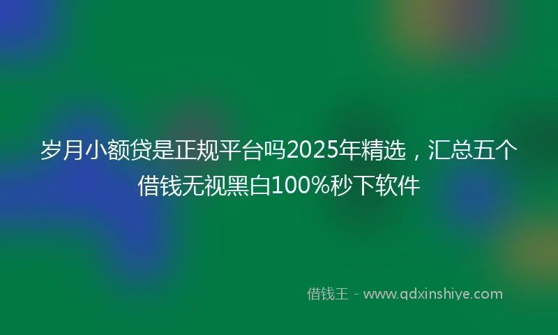 岁月小额贷是正规平台吗2025年精选，汇总五个借钱无视黑白100%秒下软件