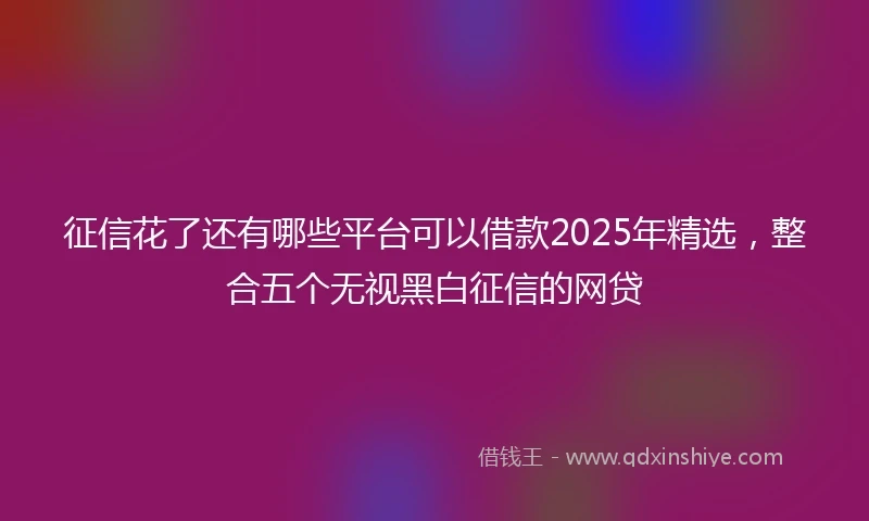 征信花了还有哪些平台可以借款2025年精选，整合五个无视黑白征信的网贷