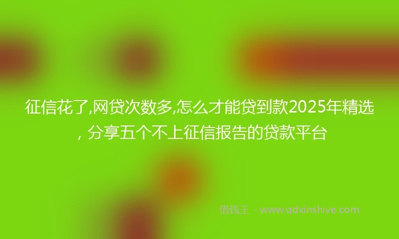 征信花了,网贷次数多,怎么才能贷到款2025年精选，分享五个不上征信报告的贷款平台
