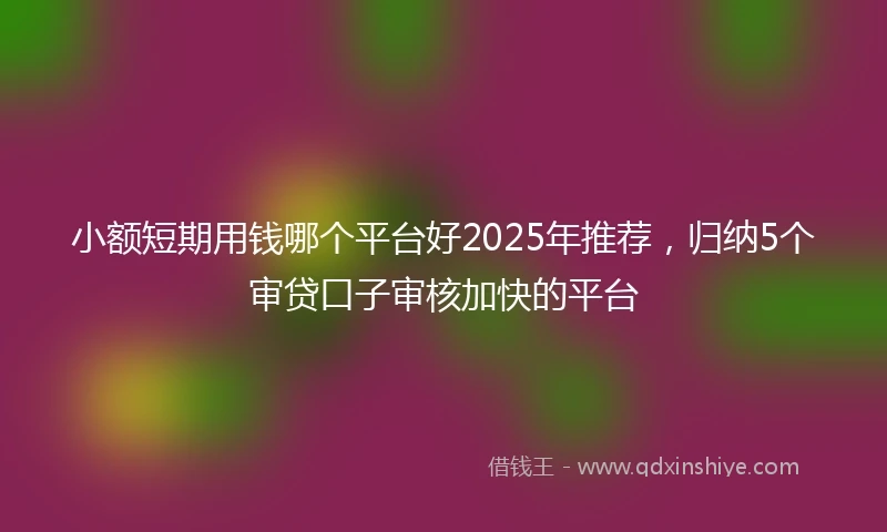 小额短期用钱哪个平台好2025年推荐，归纳5个审贷口子审核加快的平台