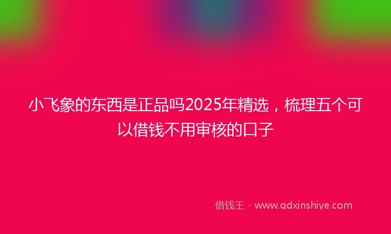 小飞象的东西是正品吗2025年精选，梳理五个可以借钱不用审核的口子
