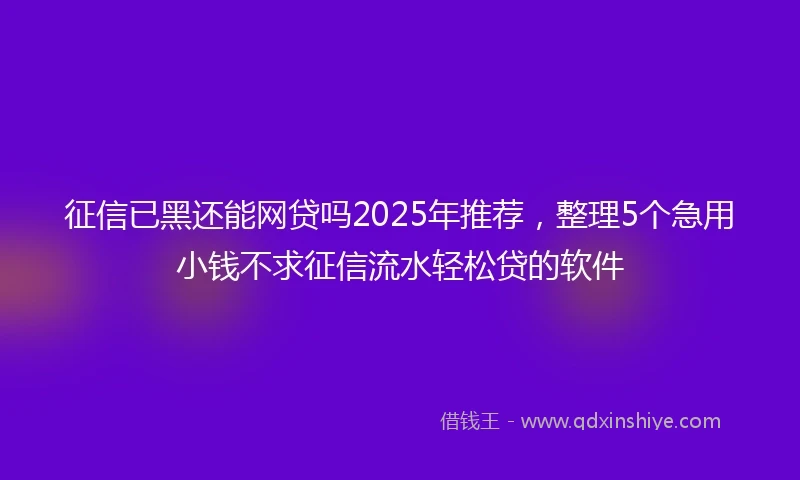 征信已黑还能网贷吗2025年推荐，整理5个急用小钱不求征信流水轻松贷的软件