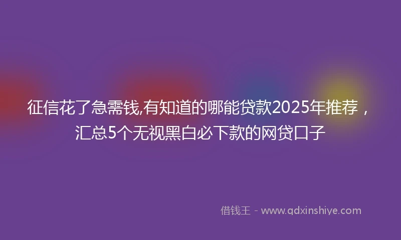 征信花了急需钱,有知道的哪能贷款2025年推荐，汇总5个无视黑白必下款的网贷口子