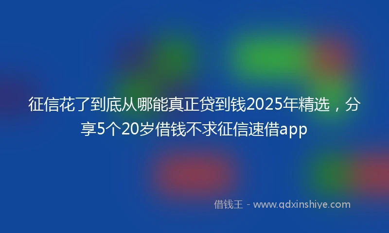 征信花了到底从哪能真正贷到钱2025年精选，分享5个20岁借钱不求征信速借app