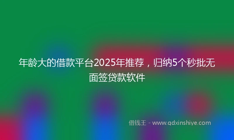 年龄大的借款平台2025年推荐，归纳5个秒批无面签贷款软件