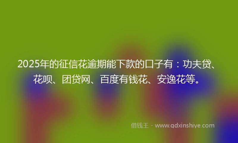 2025年的征信花逾期能下款的口子有：功夫贷、花呗、团贷网、百度有钱花、安逸花等。