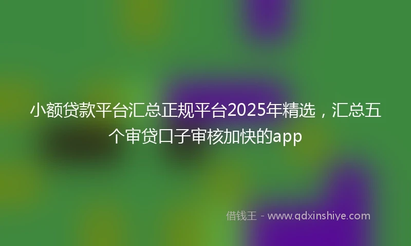 小额贷款平台汇总正规平台2025年精选，汇总五个审贷口子审核加快的app