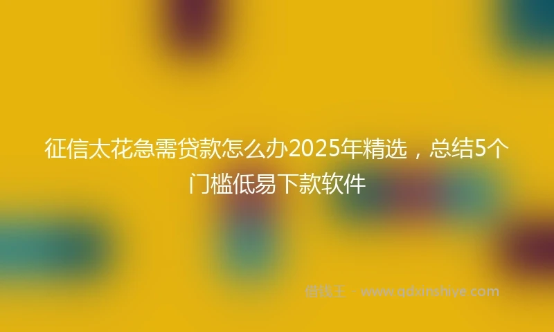 征信太花急需贷款怎么办2025年精选，总结5个门槛低易下款软件