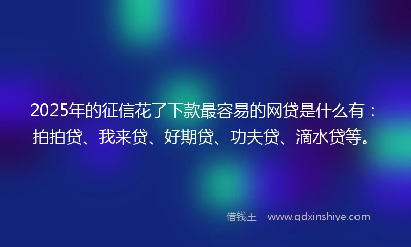 2025年的征信花了下款最容易的网贷是什么有：拍拍贷、我来贷、好期贷、功夫贷、滴水贷等。