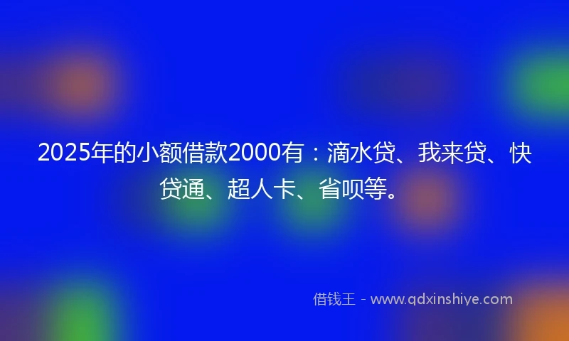 2025年的小额借款2000有：滴水贷、我来贷、快贷通、超人卡、省呗等。