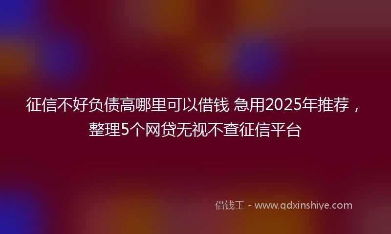 征信不好负债高哪里可以借钱 急用2025年推荐，整理5个网贷无视不查征信平台