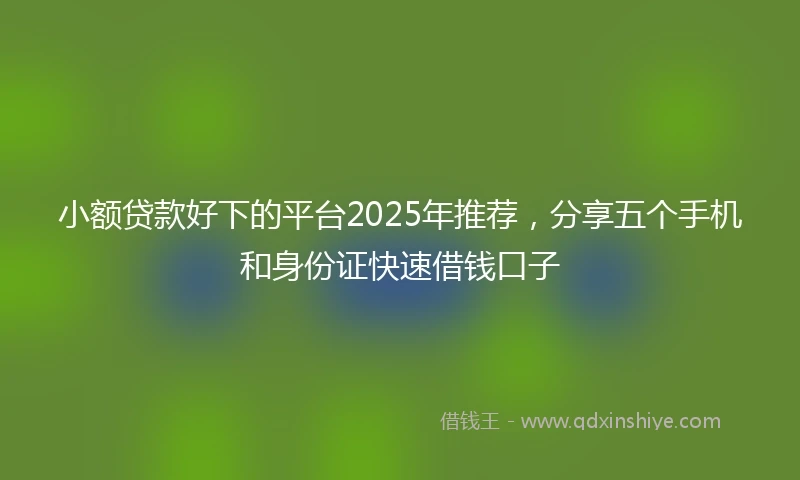 小额贷款好下的平台2025年推荐，分享五个手机和身份证快速借钱口子