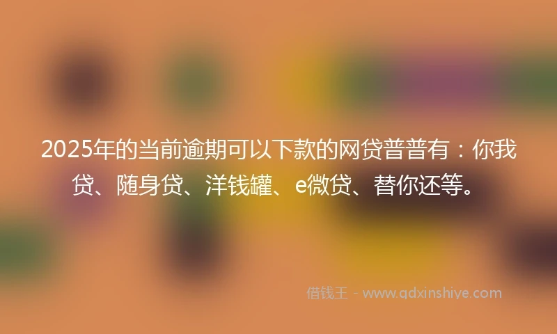 2025年的当前逾期可以下款的网贷普普有：你我贷、随身贷、洋钱罐、e微贷、替你还等。