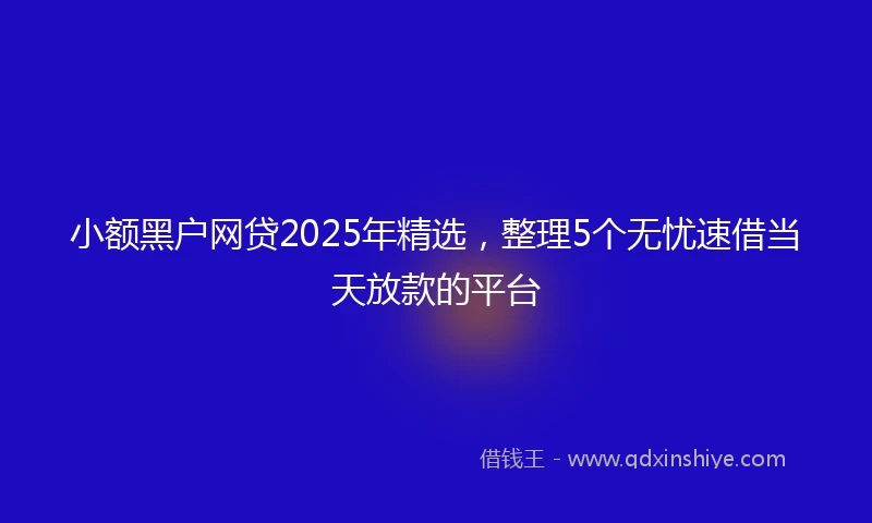 小额黑户网贷2025年精选，整理5个无忧速借当天放款的平台